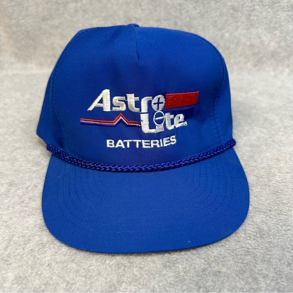 Astro Lite Batteries‎ Hat Adult OSFA Blue Strapback Rope Brim Work Wear Vintage